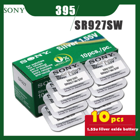 Buy Online 10pcs Lot Sony Original 395 Sr927sw 1 55v Silver Oxide Button Cell Battery 399 395 Lr927 Ag7 For Watch Toys Single Grain Packing Alitools