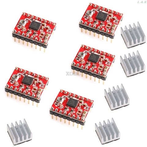 5Pcs A4988 StepStick Stepper Driver+Heatsink for Reprap Pololu 3D Printer Red   M08 dropship ► Photo 1/6