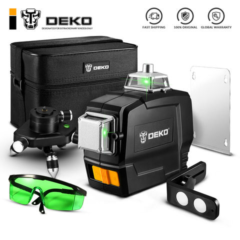 DEKO DC Series 12 Lines 3D Green Laser Level Horizontal And Vertical Cross Lines With Auto Self-Leveling, Indoors and Outdoors ► Photo 1/5