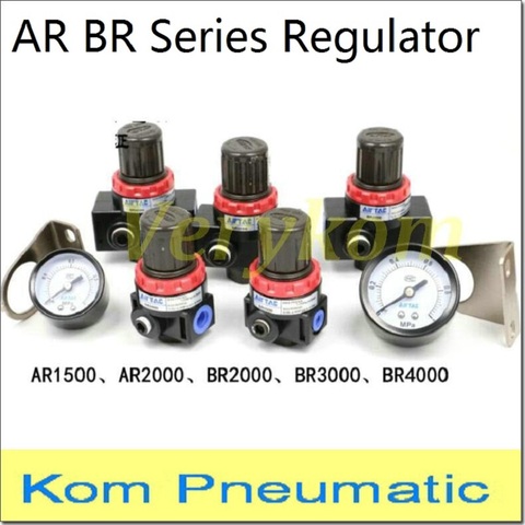 Verykom Pneumatic Pressure Reducing Valves Compressor Air Regulator With Bracket Meter Airtac AR1500 AR2000 BR2000 BR3000 BR4000 ► Photo 1/6