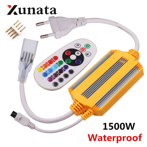 EU 220V Waterproof 24key IR remote controller 1500W 2500W For 5050 2835 RGB LED Strip Neon Light ► Photo 1/6