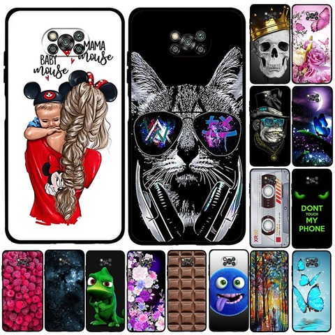 For Xiaomi Poco X3 NFC Case Silicone Soft Cat Phone Cover for Poco X3 NFC Case TPU Black Funda for Poco X 3 NFC PocoX3 ► Photo 1/6