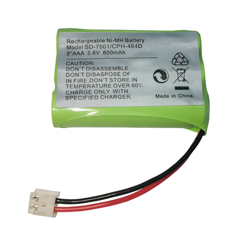 Ni-MH Battery 3.6V 800mAh for SD-7501 V-Tech 89-1323-00-00 AT & T Lucent 27910 CPH-464D 3*AAA 3.6V Replacement BATTERY ► Photo 1/6