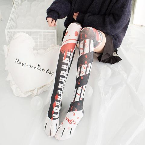 New Fashion Sexy Women Stockings 3D Printed Creative Design Cute Anime Cat Claw Personalized Cosplay Black High Knee Stockings ► Photo 1/6