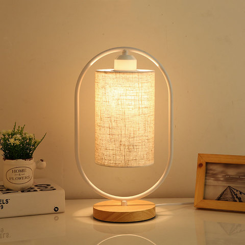 Modern table light switching reading lamp fabric office hotel bedroom table lamp bedside lamp e27 wood light ► Photo 1/6