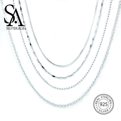 SA SILVERAGE S925 Silver Necklace 16/18 Inch S925 Sterling Silver Accessory Chain Matching ► Photo 1/6