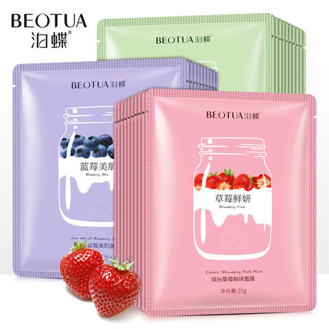 BEOTUA Face Mask Natural Fruit Extracts Hyaluronic Acid Facial Masks Moisturizing anti acne aging whitening Skin Care Masks 5pcs ► Photo 1/6