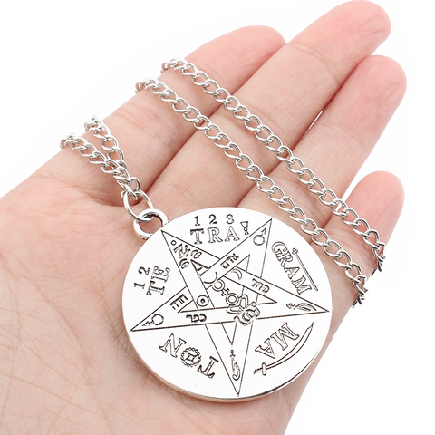 1pcs Fashion Witchcraft Tetragrammaton Pentagram Pendant Necklace Chain Star Charms For Men Women Silver Color Necklace Jewelry ► Photo 1/6