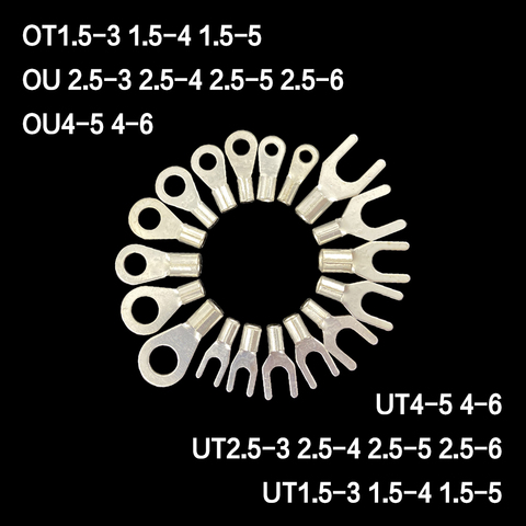 100PCS UT OT 1.5-3 2.5-4 Cold Wire End Insulation Kit Non-insulated Fork Terminal Connector Cable Connector Cold Press Terminals ► Photo 1/5