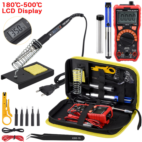 JCD soldering iron kit with Digital multimeter 6000 counts AC/DC voltage meter Flash light solder iron 80W 220V welding tool ► Photo 1/6