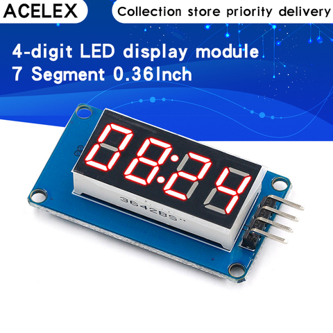 TM1637 4 Bits Digital LED Display Module For arduino 7 Segment 0.36Inch Clock RED Anode Tube Four Serial Driver Board Pack ► Photo 1/6