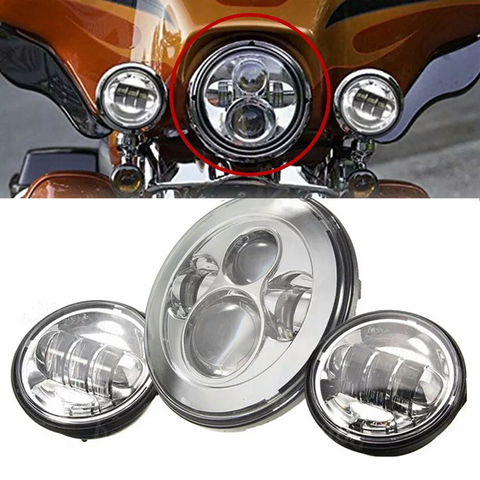 7 inch LED Headlight with 4.5 Inch Fog Lamps for Harley Touring Ultra Classic Electra Street Glide Fatboy Heritage Softail Slim ► Photo 1/6