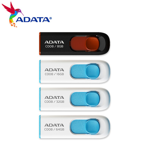 ADATA 64GB USB 2.0 Retractable Pen Drive 32GB Memory Stick USB Pendrive 16GB 8GB For Computer 100% Original C008 ► Photo 1/5