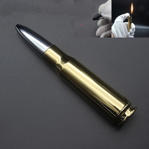 New gold tip laser infrared open flame bullet lighter military creative model warhead inflatable lighter ► Photo 1/6