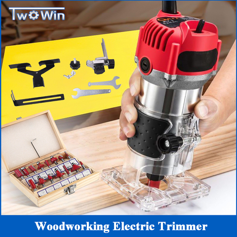 30000rpm 800W Electric Woodworking Trimming Wood Milling Engraving Slotting DIY Carving Machine 15pcs 1/4 shank Router Bits ► Photo 1/6