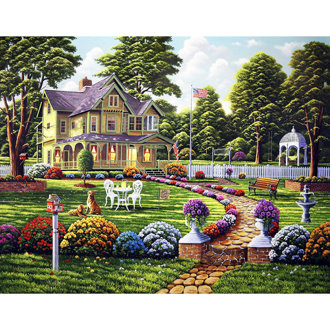 5D DIY Full Drill Round Diamond Painting House Garden Diamond Embroidery Mosaic Kit Home Decor for Bead Art Wall Gift ► Photo 1/6