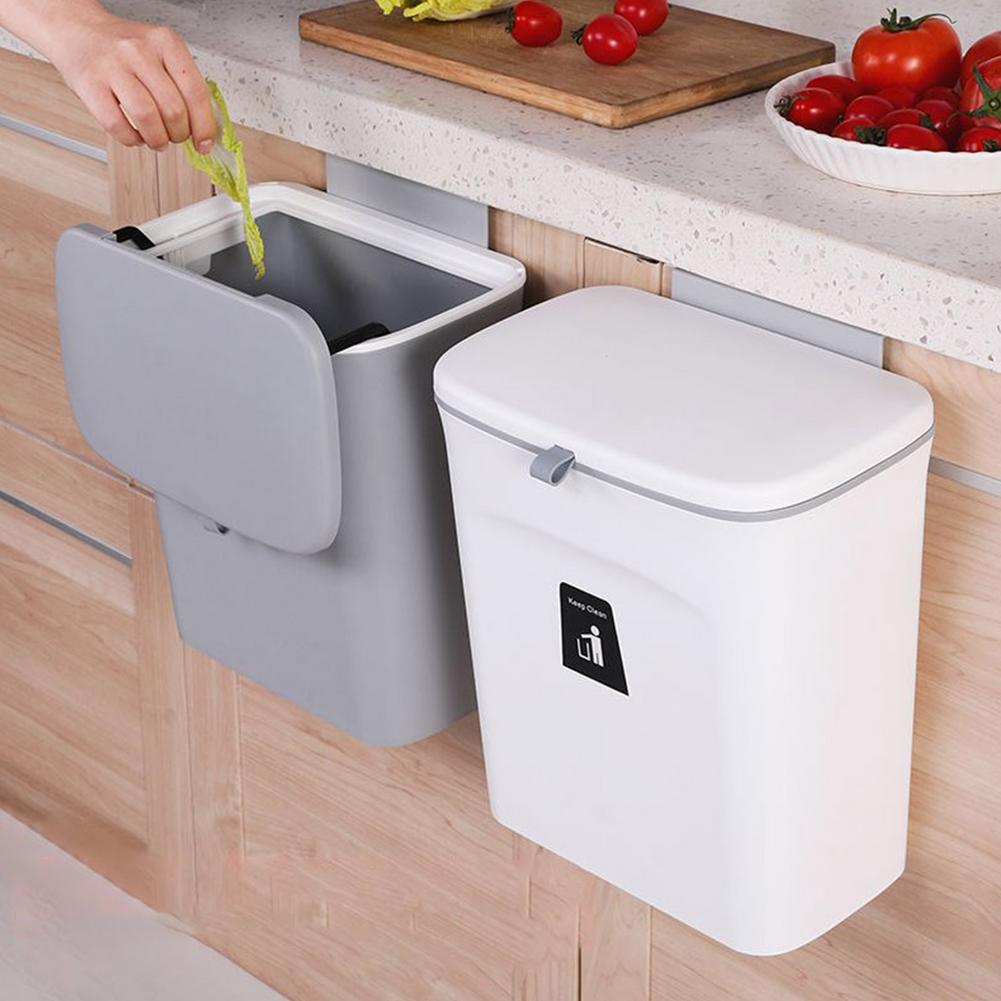 Review On 9l Wall Mounted Trash Can, Cabinet Garbage Can With Lid