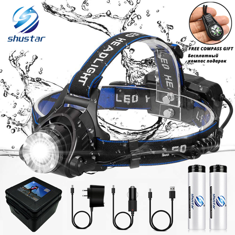 LED Headlamp Fishing Headlight T6/L2/V6 3 Modes Zoomable Waterproof Super bright camping light Powered by 2x18650 batteries ► Photo 1/6