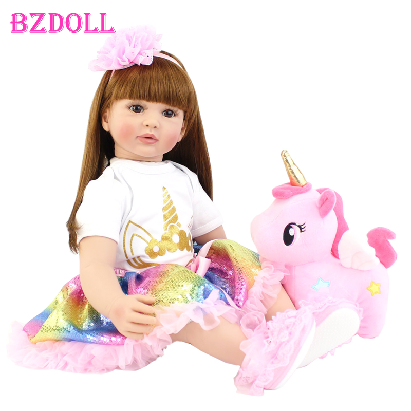 Boneca Bebê Reborn Silicone Menina Unicorn Original 48cm