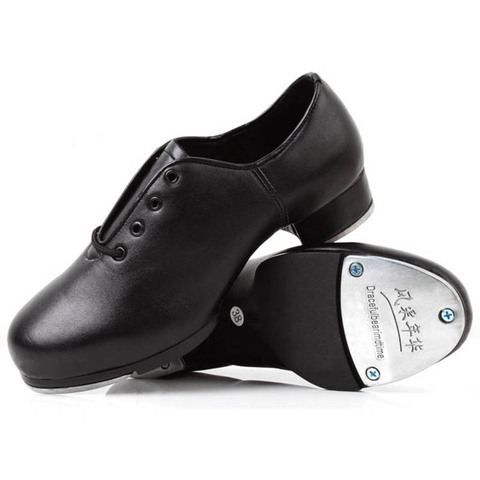 Leather Tap Dance Shoes for Children Boys Girls 3Years-15Y Students Lacing High-impact Aluminum Plate Taps Step dance Shoe 26-40 ► Photo 1/6