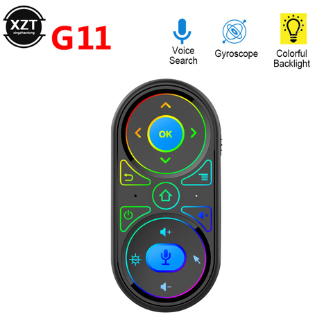 G11 Smart Voice Remote Control Air Mouse RGB Backlit Gyro 2.4G Universal Remote Control IR Learning for X96 H96 Android TV BOX ► Photo 1/6