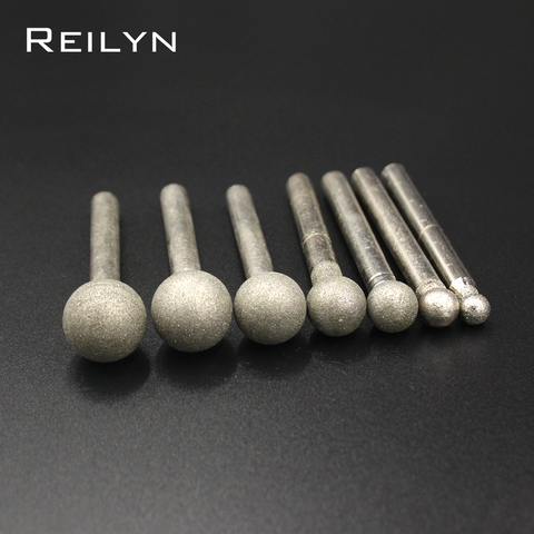 Reilyn Round Head 6mm Ball Point Grinding Head Emery Diamond Grinding Bits 120# 6mm-18mm Jade Stone Polishing Bits 1Pc ► Photo 1/6