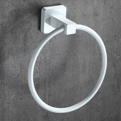 White Towel Ring Round Style Shape Wall-Mounted Towel Holder Hanger Bathroom Accessories Bath Towel Holder Bath Hardware ► Photo 1/3