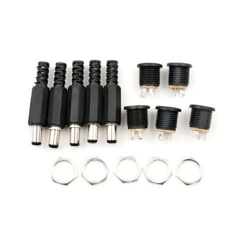 2/5/10pcs 12V 3A Plastic Male Plugs + Female Socket Panel Mount Jack DC Power Connector Electrical Supplies ► Photo 1/6