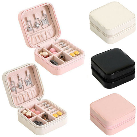 Mini Jewelry Display Case Ring Box Cabinet Armoire Portable Organizer Case Travel Storage ► Photo 1/6