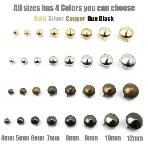 100pcs 4-12mm 4 Claw Cone Spike Rivets Studs Spots Nailhead Punk Rock DIY Leather Craft For Clothing Bag Shoes Parts Decoration ► Photo 1/6
