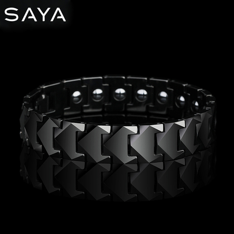 New Stunning 12mm Width Tungsten Links Bracelets for Man High Polished inlay Health Magnetic Stones Three Color 19.5/20.5/21.5CM ► Photo 1/1