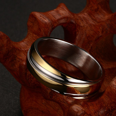 Vnox Wedding Ring for Women Men Stainless Steel Black Rose Gold Color Free velvet bag Gift ► Photo 1/6