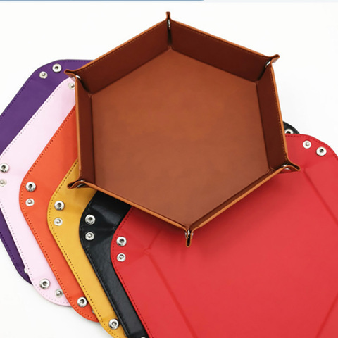 7 Kinds Portable Foldable Dice Box PU Leather Folding Hexagon Dice Tray For Board Games Dice Storage ► Photo 1/4