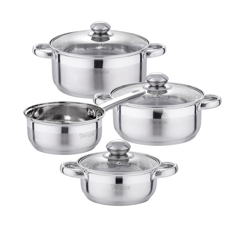 Velaze Cookware Set Stainless Steel 7-Piece Kitchen Cooking Pot&Pan Sets,Induction Saucepan,Casserole with Tempered Glass lid ► Photo 1/6