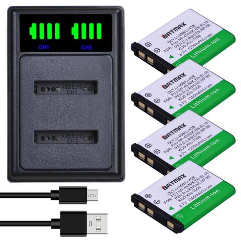 Batmax Li-40B Li 40B Li-42B Battery+LED USB Dual Charger for Olympus for FUJIFILM fuji NP-45 NP 45 NP45 NP 45A 45B 45S EN-EL10 ► Photo 1/6