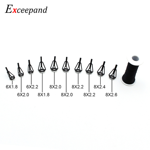 Exceepand 10 PCS Black Fishing Rod Tip Guides DIY Fishing Rod Building Stainless Steel Top Eye Rings Rod Repair Guide Kit ► Photo 1/6