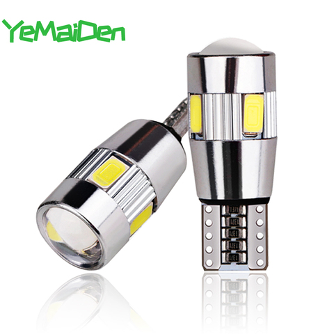 2x Car 5W5 LED Bulb T10 W5W LED Signal Light Canbus 12V 6000K Auto Claerance Wedge Side Reverse Lamps 5630 6SMD Blue No error ► Photo 1/6