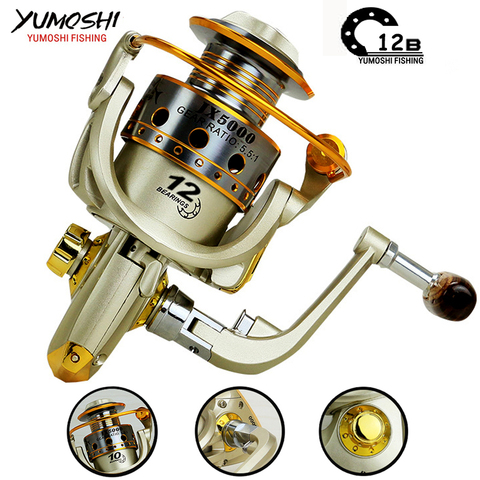 Spinning fishing reel Metal Spool 12BB 5.5:1 Left/Right Interchangeable Handle Fishing Wheel Coil Tackle ► Photo 1/6