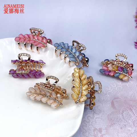 AINAMEISI New Arrived Women Resin Hair Crab Claws Clips Rhinestone Korean Hair Accessories Girls Fashion Hair Jewelry 6 Colors ► Photo 1/6