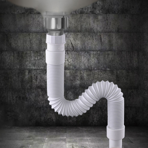 36-79cm Kitchen Sewer Pipe Flexible Bathroom Sink Drains Downcomer Wash Basin Electroplated Plumbing Hose Stretchable Hose ► Photo 1/6