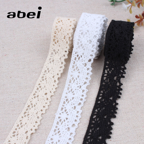 2cm 5Yards White Beige Black Cotton Ribbon Trims DIY Sewing Lace Fabric Handmade Wedding Crafts Accessories ► Photo 1/6