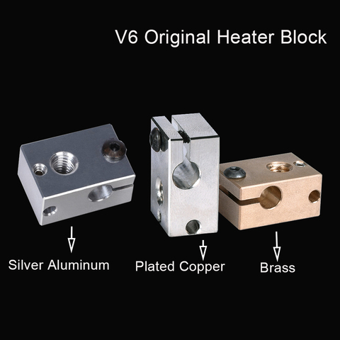 V6 Plated Copper Heater Block V6 Brass Aluminum Block PT100 For E3D V6 Hotend J-head BMG Extruder Titan 3D Printer Parts ► Photo 1/6