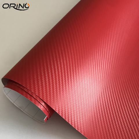 Adhesive 3D Carbon Fiber Vinyl Wrap Film Car Motorcycle Scooter Decal Foil Red Carbon Sticker 10/20/30/40/50CMX152CM ► Photo 1/6