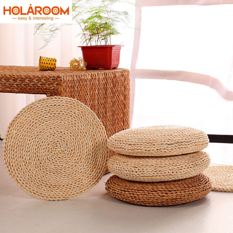 Tatami Futon Meditation Cushion 30cm 40cm Round Yoga Circle Corn Husk Straw Braid Mat Japanese Style Cushion with Silk Wadding ► Photo 1/6