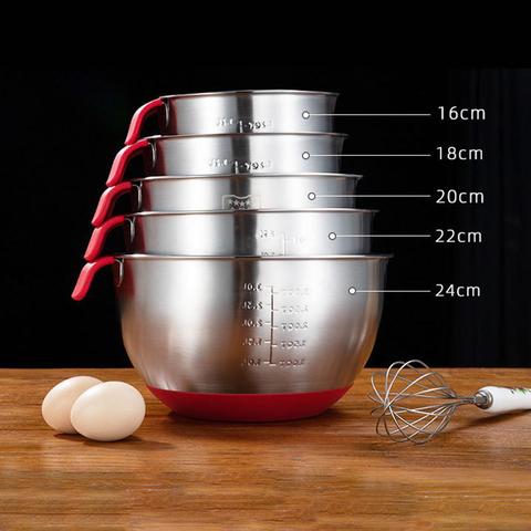 Stainless Steel Salad Mixer Bowls Set With Lids/Handle/Grater/Egg Beater Kitchen Baking Non-Slip Mixing Bowl Food Storage Bowl ► Photo 1/6