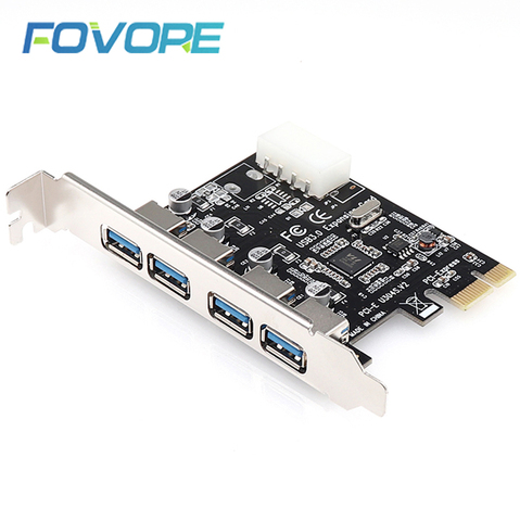 1 Set Professional 4 Port PCI-E To USB 3.0 HUB PCI Express Expansion Card Adapter 5 Gbps Speed For Desktop ► Photo 1/6