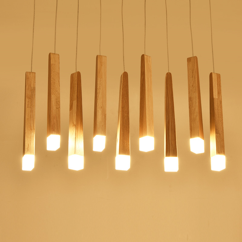 Wood Stick Pendant Lamp Lights, Wooden Hanging Kitchen Lights