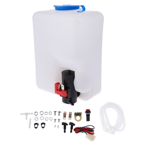 Universal 12V  Windshield Wiper Washer Fluid Bottle Windscreen Water Reservoir tank Hose Jet Switch Full Set ► Photo 1/6
