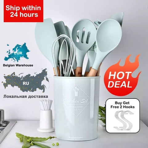 Heat Resistant Silicone Kitchenware Cooking Utensils Set Kitchen