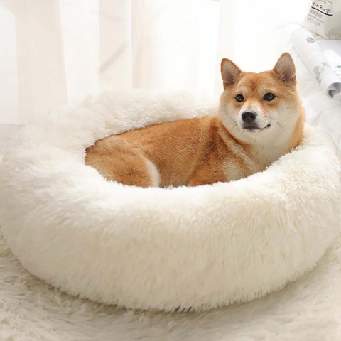 Round Long Plush Dog Towser Mattress Cat Sleep Nest Sofa Pets Bed Cattery  Big Dogs Cushion Petshop Products XL-5XL ► Photo 1/6